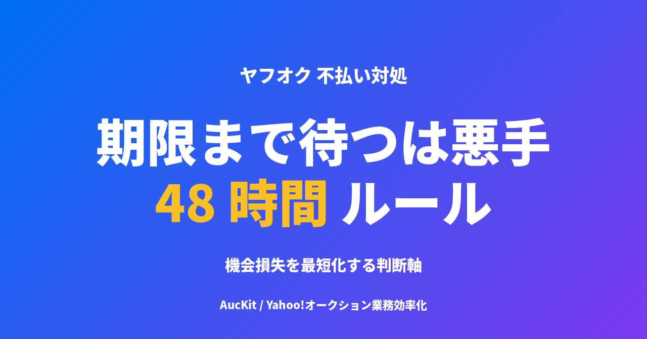 ヤフオク不払いの落札者に何時間待つか — 機会損失を最短化する 48 時間ルール