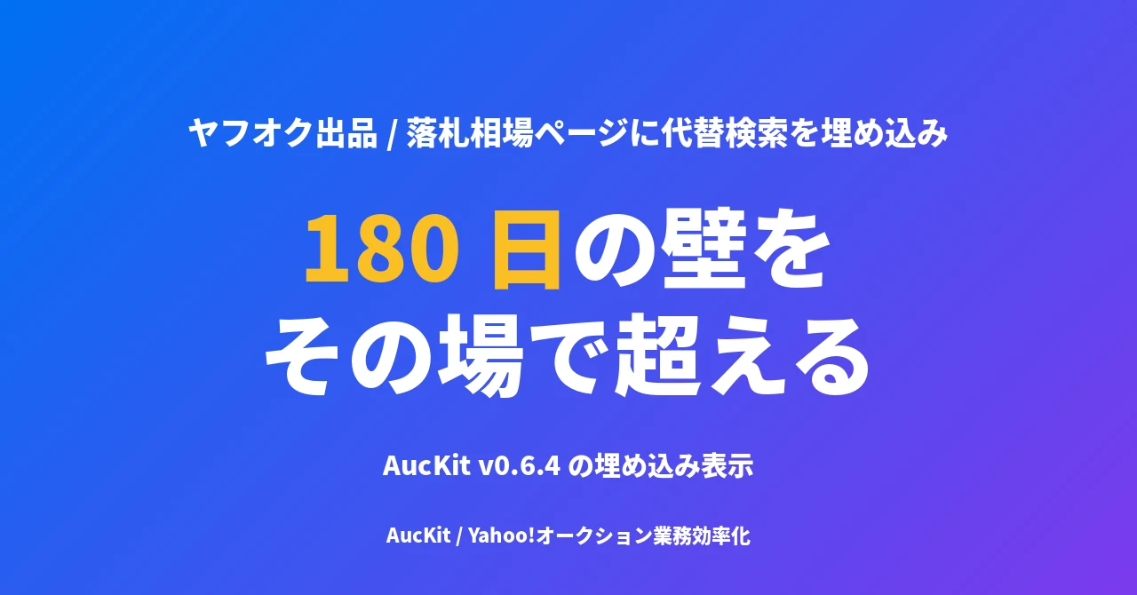 180 日の壁を、落札相場の画面から超える ── AucKit v0.6.4 の埋め込み表示